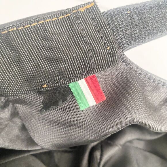 All Leather Strap Back Adjustable Hat Black Biker Orange Stitch Baseball Lined - Picture 7 of 9